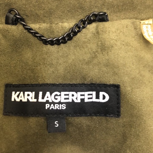 Karl Lagerfeld Olive Jacket Suede Coat Small New - Picture 8 of 16